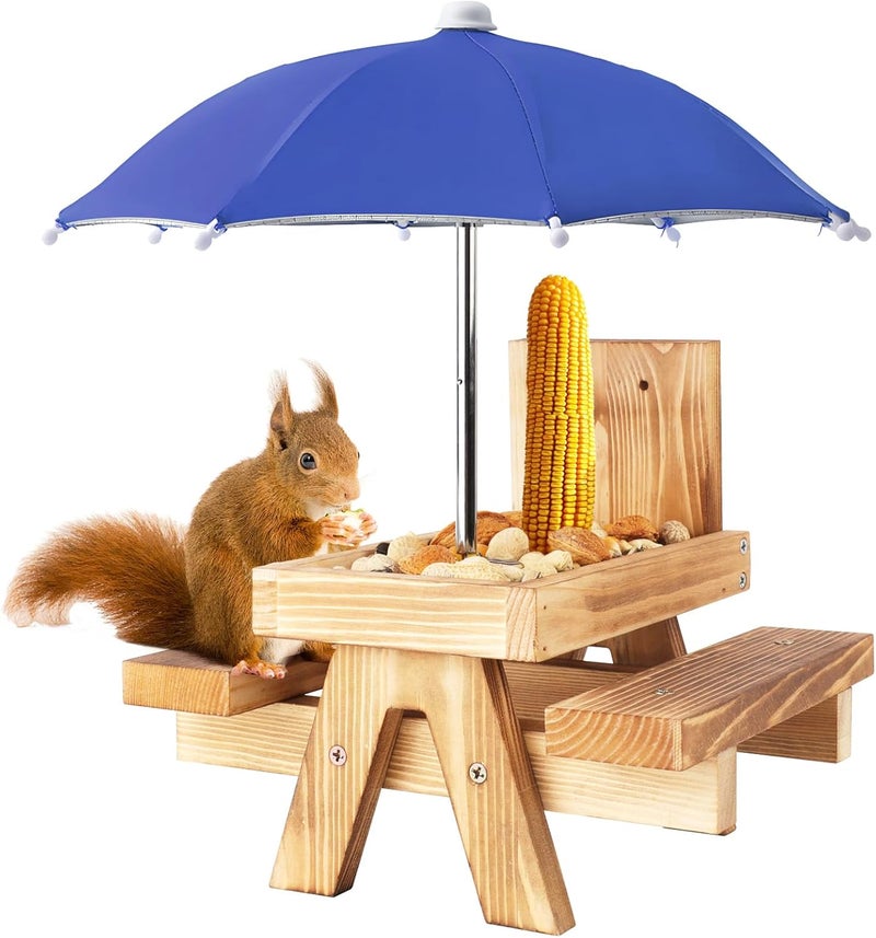 Gnodry Squirrel Picnic Table Feeder Replacement Mini Umbrella for Outside (Dark-Blue) - Image 5
